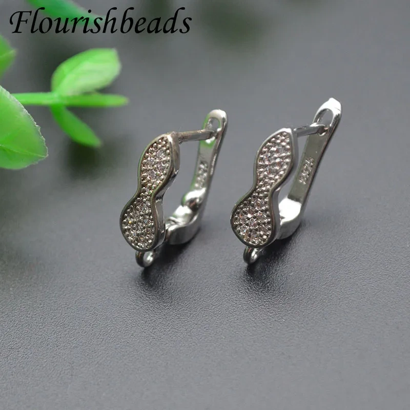 11x17mm Nickle Free Anti Rust Zircon Beads Paved Gourd Shape Earring Hooks for DIY High Quality Jewelry Making Parts 30pcs/lot