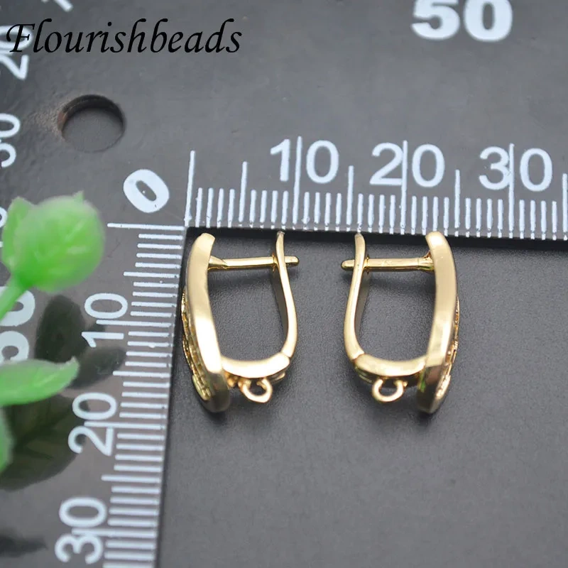 High Quality Real Gold Plated Angle Wing Shaped Earring Hooks Paved CZ Beads Ear Wire for Women DIY Jewelry Earrings Accessories