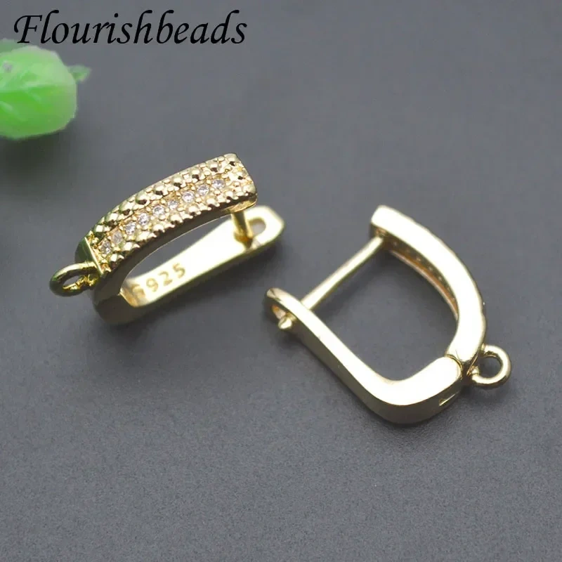 30pcs/lot Nickel Free Gold Plated Paved CZ Beads Earring Hooks Findings for Women DIY Fashion Jewery Making Earrings