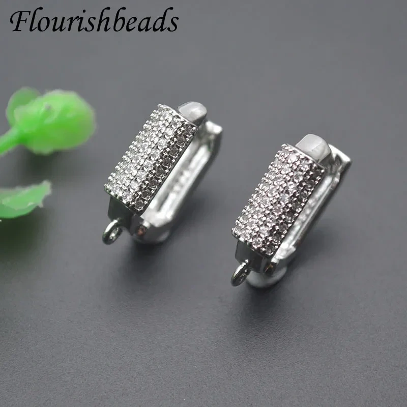 High Quality Gold Color Multi Row Zirconia Geometric Shape Earring Hooks Clasp for DIY Earring Jewelry Making 30pcs/lot