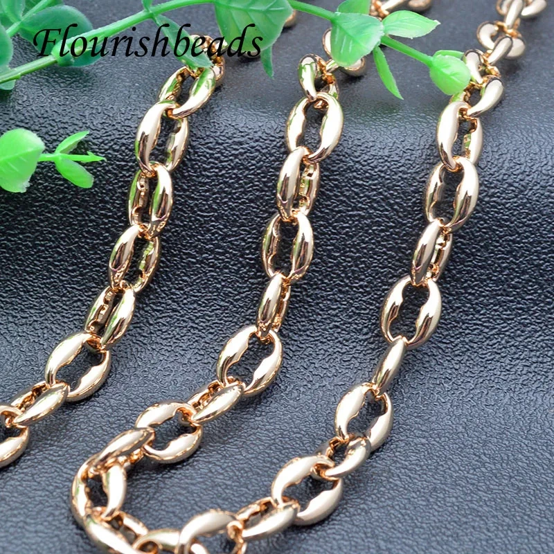 Top Quality 11x15mm Matel Copper Women Men Gold Color Coffee Beads Chain DIY Necklace Bracelet  5 / 10 Meter/lot