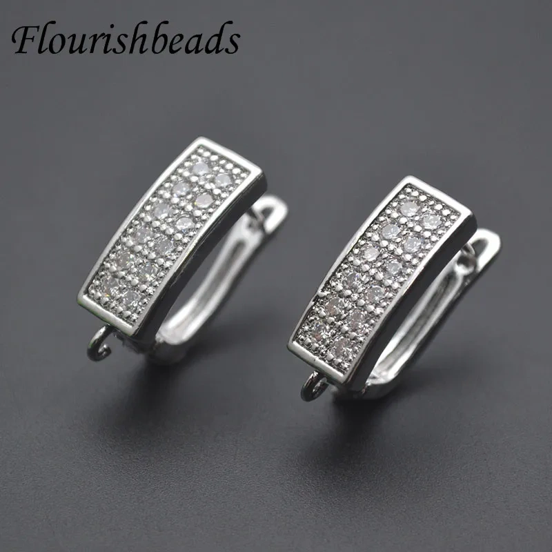 Jewelry Findings Anti Fading Basic Earwire Schwenzy Paved CZ Beads Earring Hooks for Women DIY Dangle Earrings Making 30pcs/lot