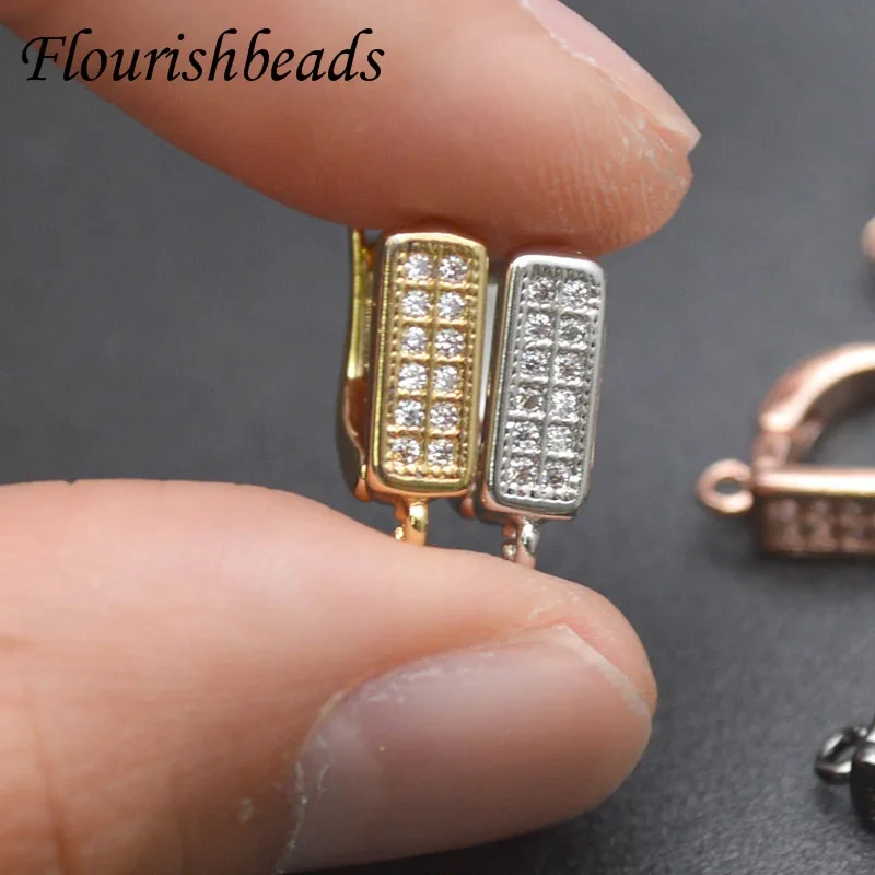 2022 New Fashion Earring Hooks Clasp Shvenzy DIY Jewelry Accessories Gold Plated Double Row Zircon Quality Supplies