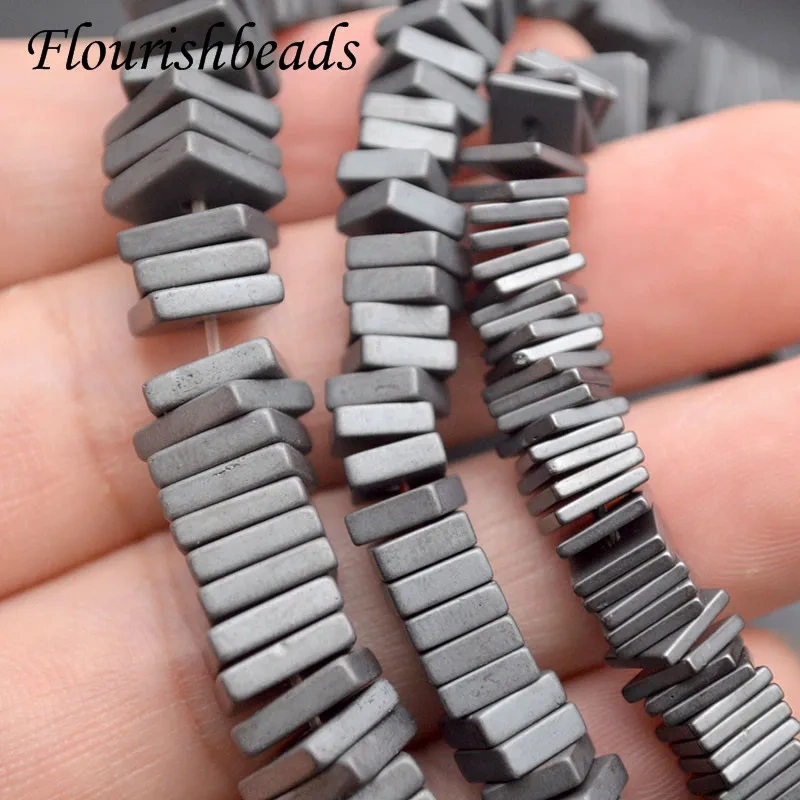 High Quality 4/6/8mm Matte Heshi Hematite Square Slice Spacer Loose Beads for Jewelry Making  DIY Earrings Bracelet Accessories