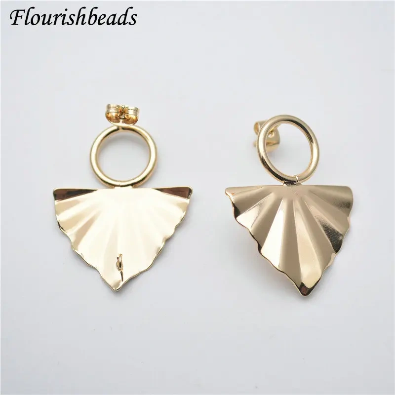 Good Quality Ins Girl Style Gold Color Anti-fade Metal Wave Triangle Ear Stud Brass Chic Jewelry Findings Earrings DIY Stuff