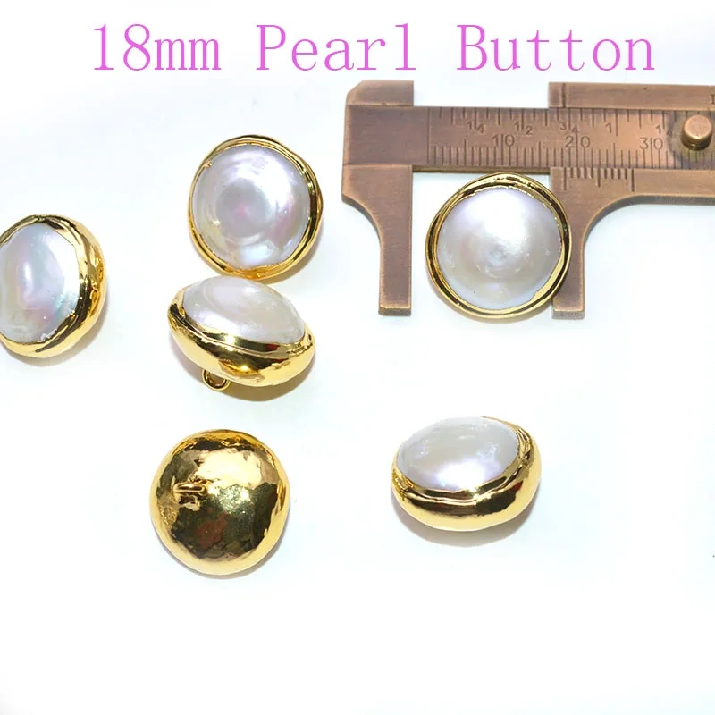 10pc Anti-fading Gold Plating Natural Pearl Buttons Pendants Charms fit Jewelry or Cloth Making