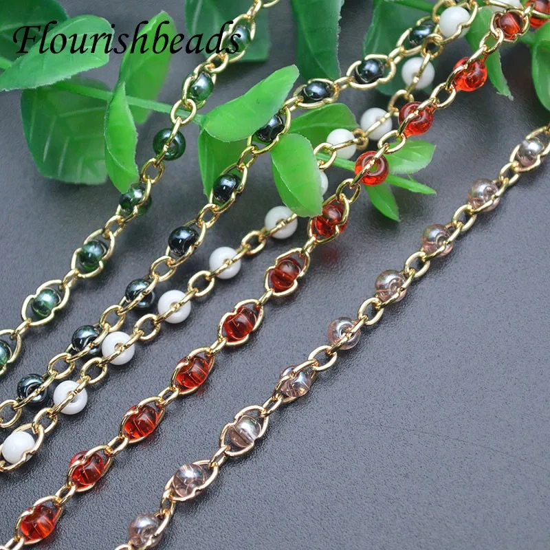 5/10meter Colorful Glass Crystal Beads Chains DIY Quality Necklace Eye Glasses Cord Sunglasses String Jewelry Accessories