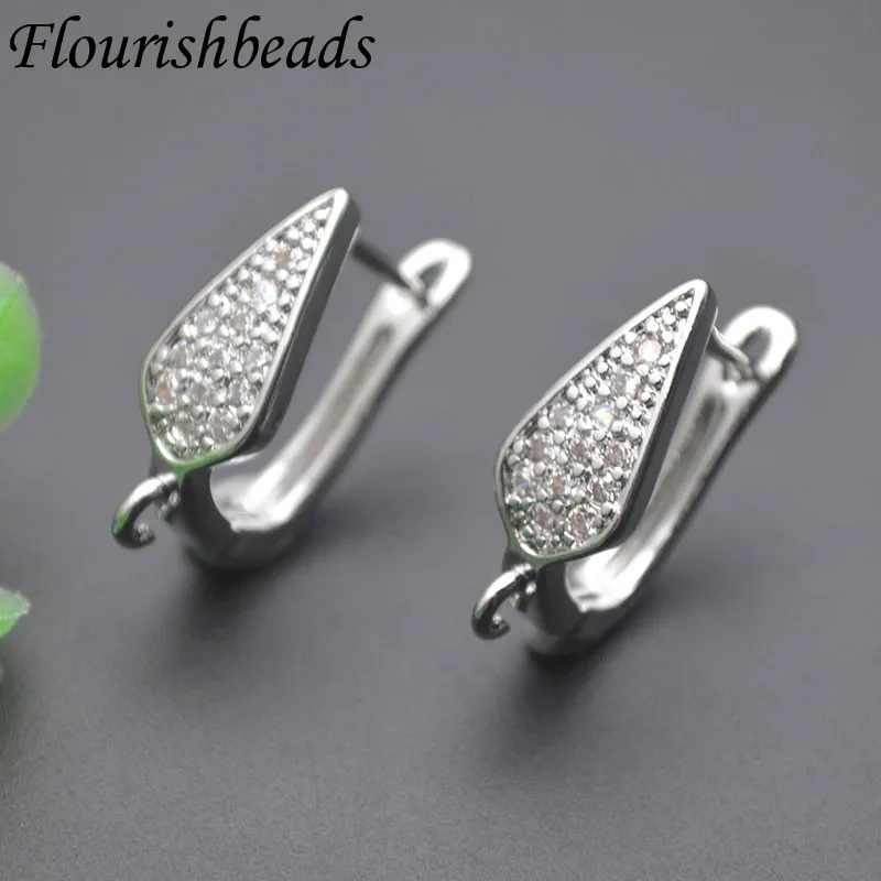 Jewelry Findings Paved CZ Beads Leverback Earwire Earring Hooks Accessories for Women DIY Fashion Earring Making