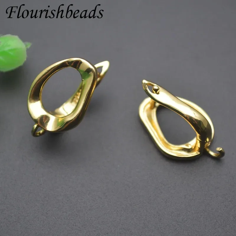 18k Real Gold Plated Smooth Waterwave Earring Hooks Clasp for DIYnickel Free Jewelry Making Accessories