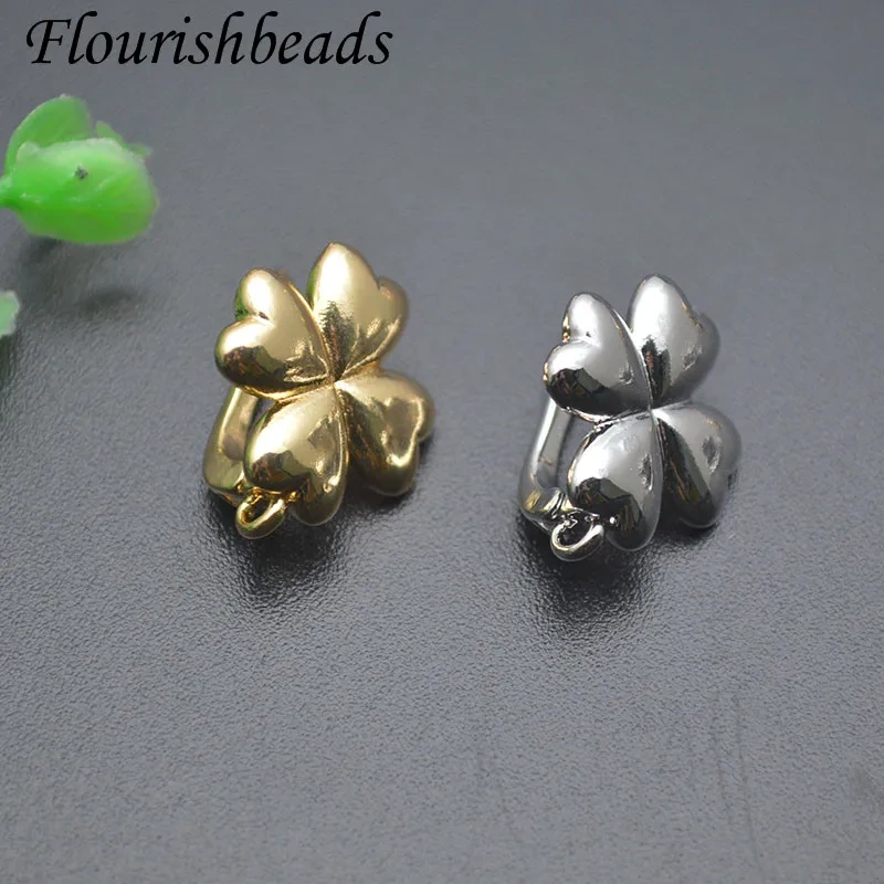 Good Quality Real Gold Plated Jewelry Findings Clover Shaped Ear Hooks for Women Handmade DIY Earrings 30pcs/lot