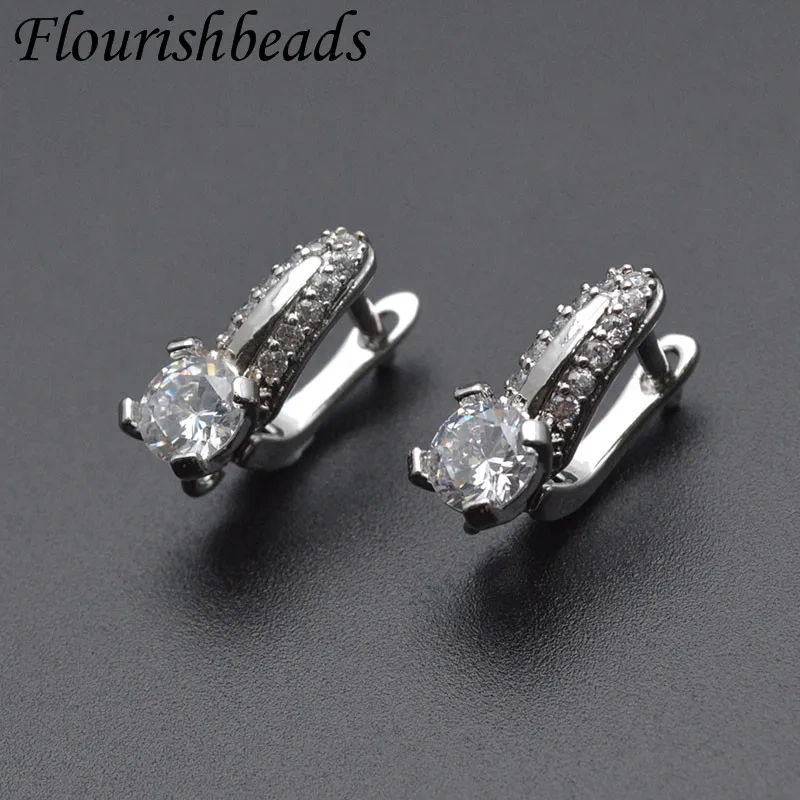 Color Remain Gold Plating Anti Rust CZ Beads Paved Earring Hooks for High Quality Jewelry Making Supplier 30pcs