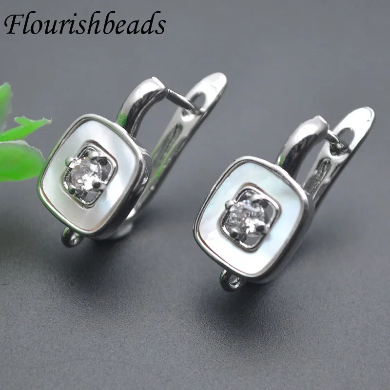 New Arrived High Quality Gold Color MOP Shell Paved CZ Beads Earring Hooks Clasp for Women Handmade Jewelry Accessories