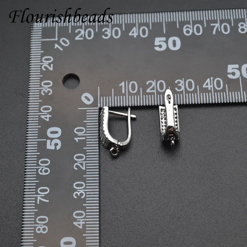 Luxury New Design CZ Beads Paved Metal Silver Color Earring Hooks  Leverback Earwire for Quality Jewelry Making