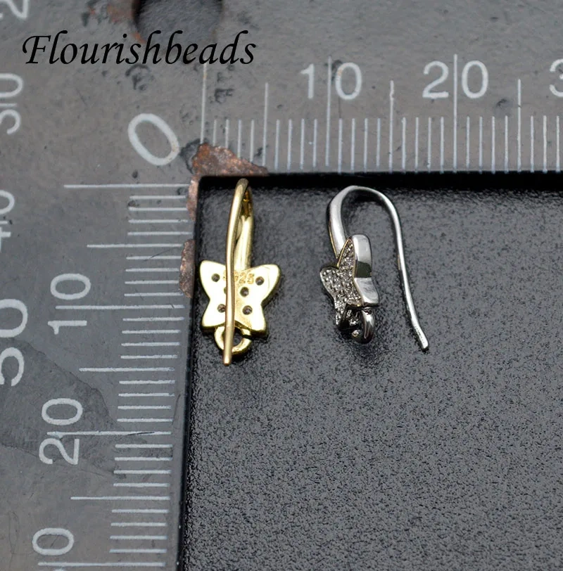 30pcs Nickle Free Multi Rhinestone Beads Metal Earrings Hooks Real Gold Plating Ear Wires for Jewelry Making Supplier