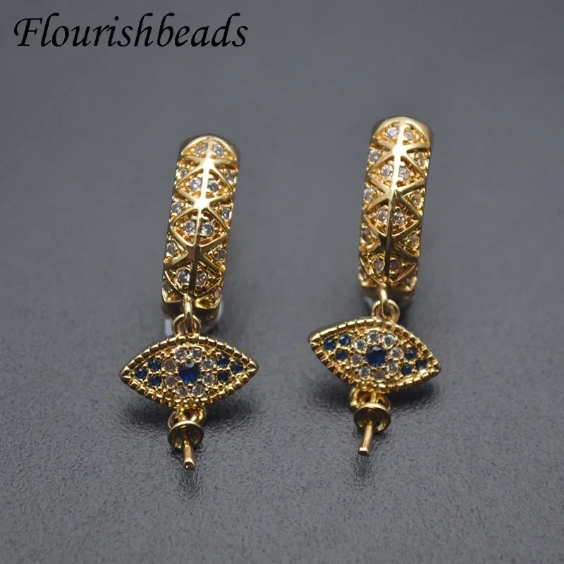 10pcs/lot Real Gold Plated Pin Round Earring Hooks Clasp for Jewelry Making Accessories Supplies