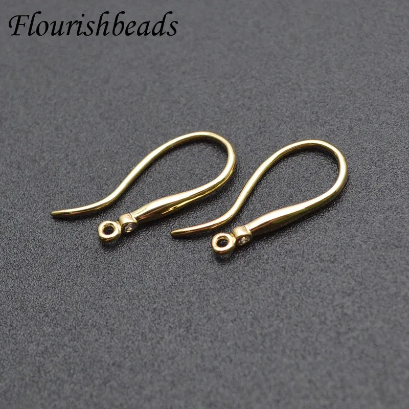 50pcs/lot High Quality Nickle Free Anti-rust Real Gold  Plated Fishwire Earring Hooks Metal Jewelry Findings Accessories