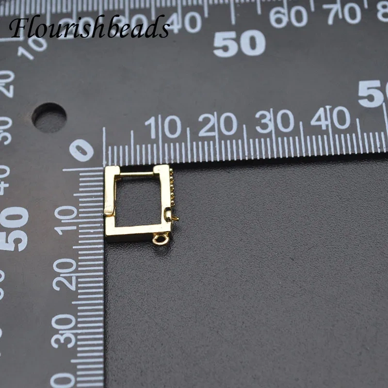 12x13mm Anti Fading Nickel Free Gold Color Square Earring Hooks Stud Fit Half Hole Beads Jewelry Making 30pcs/lot