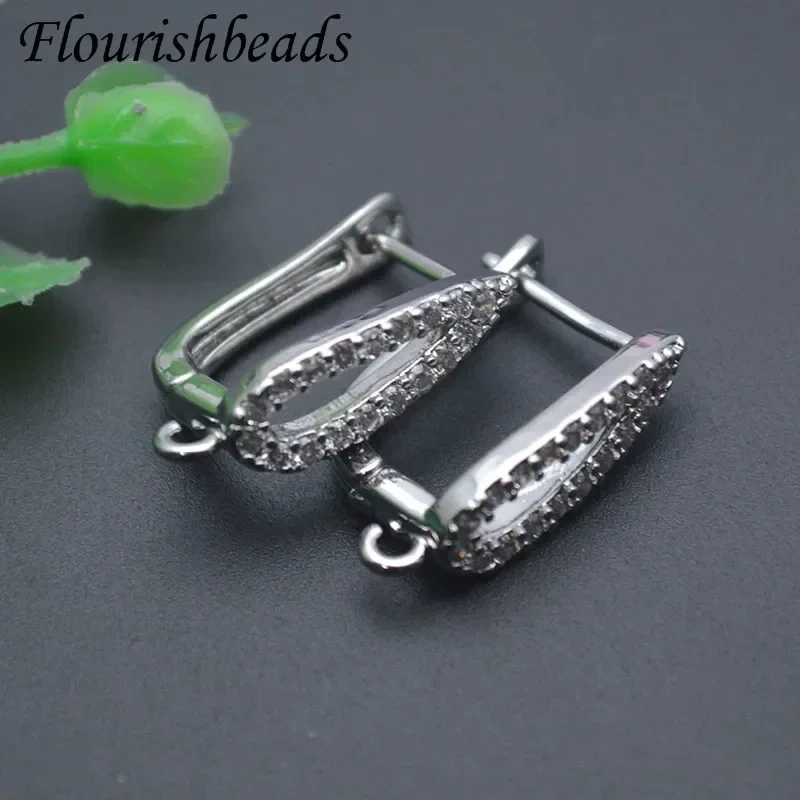 New Good Quality Silver Color Paved CZ Beads Shvenzy Earring Hooks Clasp for DIY Jewelry Making Accessories 30pcs/lot