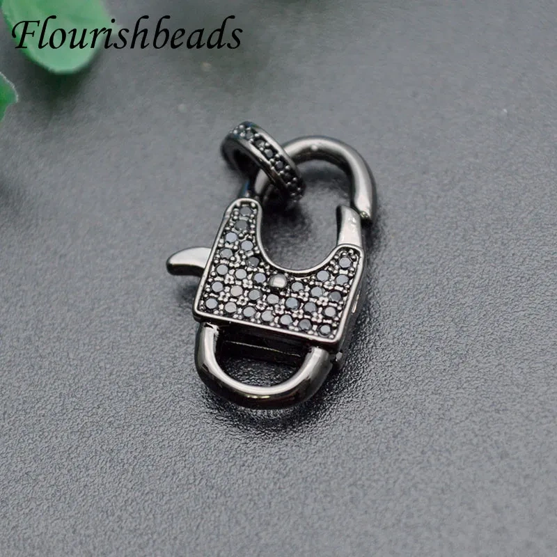 5pcs CZ Beads Paved Spring Clasps Copper Connectors Jewelry Making Supplies for DIY Bracelet Necklaces Hand Made Accessories