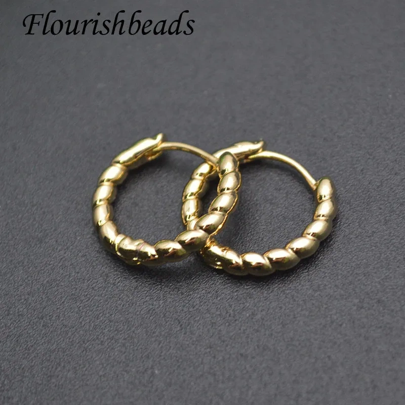 Classic Metal Brass Gold Plated Twist Shaped Hoop Earrings for Women Girls Fashion Party Jewelry 30pcs/lot