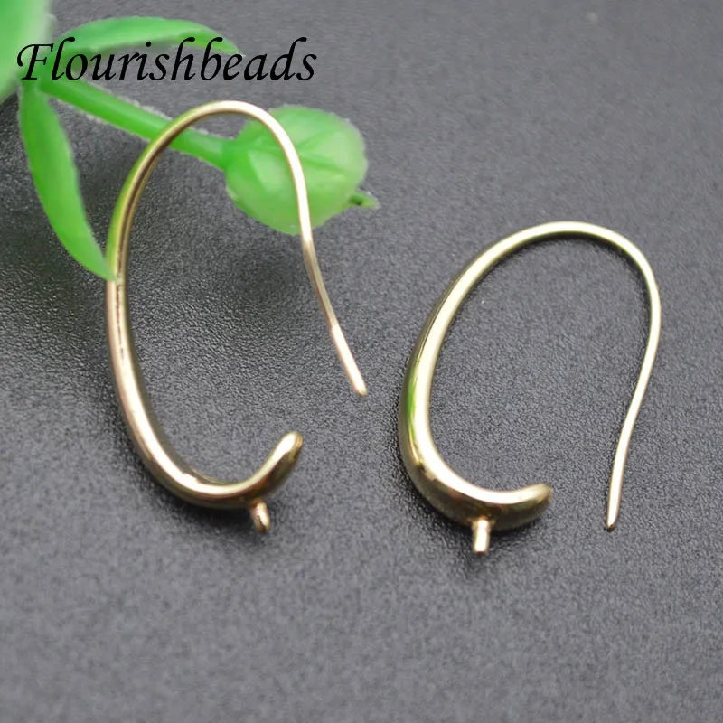 Jewelry Findings High Quality Real Gold Plated Earrings Hooks Color Remain Nickle Free Anti-rust Metal Ear Wire 50pcs
