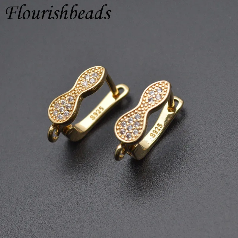 11x17mm Nickle Free Anti Rust Zircon Beads Paved Gourd Shape Earring Hooks for DIY High Quality Jewelry Making Parts 30pcs/lot
