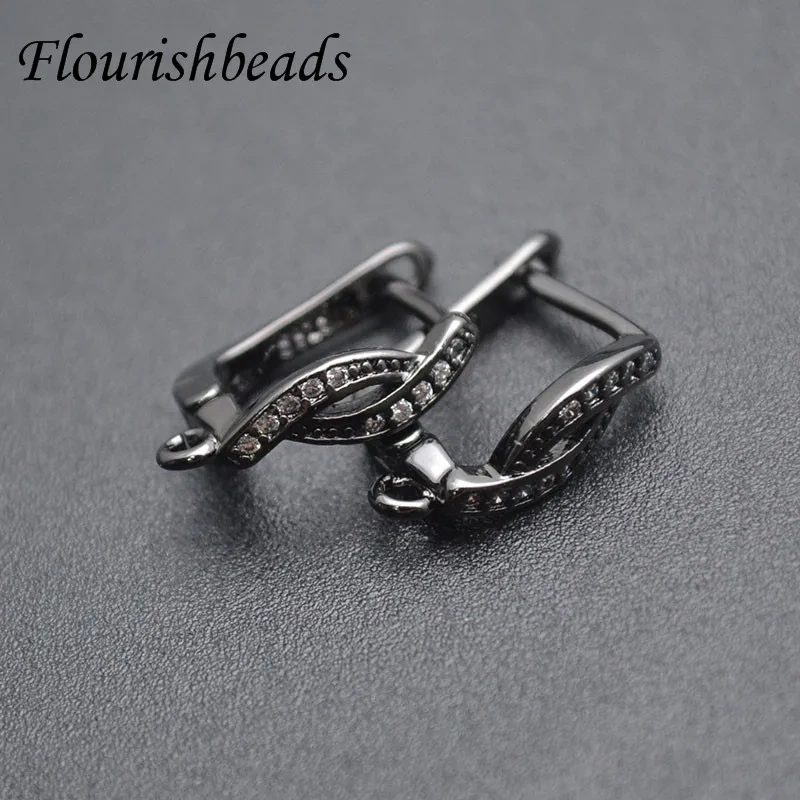 30pcs Gold Plating Hand Made DIY Luxury CZ Beads Paved Earrings Jewelry Making Supplies Creative Basic Earwire Earring Hooks