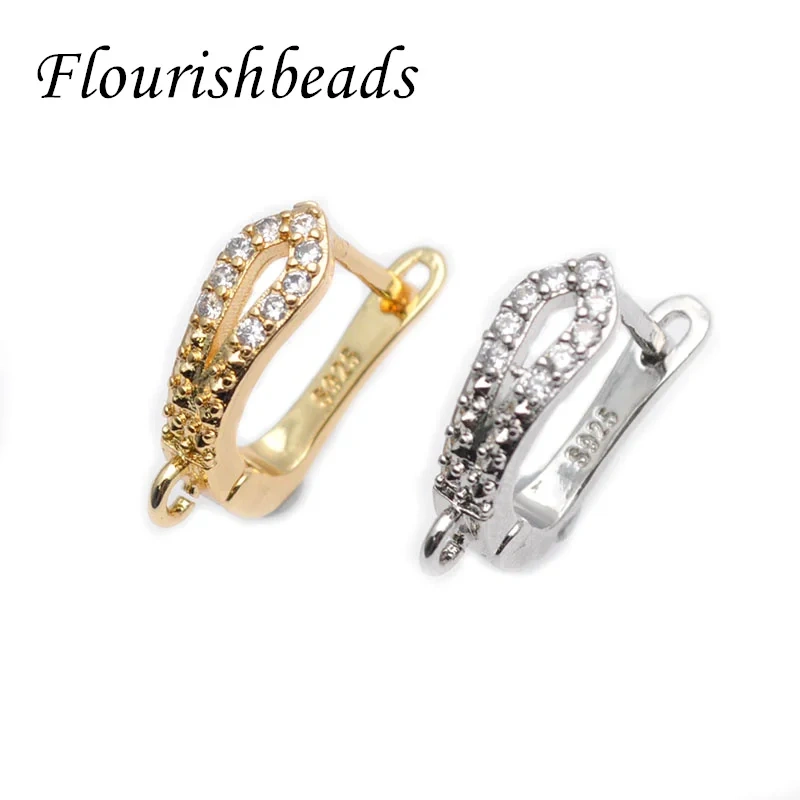30pcs/lot 4 Colors Anti Fade Nickel Free CZ Beads Paved Earring Hooks for High Quality Jewelry Making Supplier