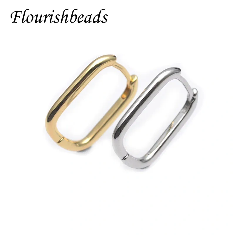 Wholesale 30pcs/lot Nickel Free Gold Silver Color U Shape Earrings Hoop for Women Fashion Jewelry 17x20mm