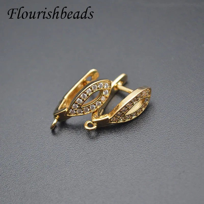 30pcs Cubic Zirconia Real Gold Color Brass Earring Hooks Earwire Accessories for Women Handmade DIY Juewelry Making Supplier