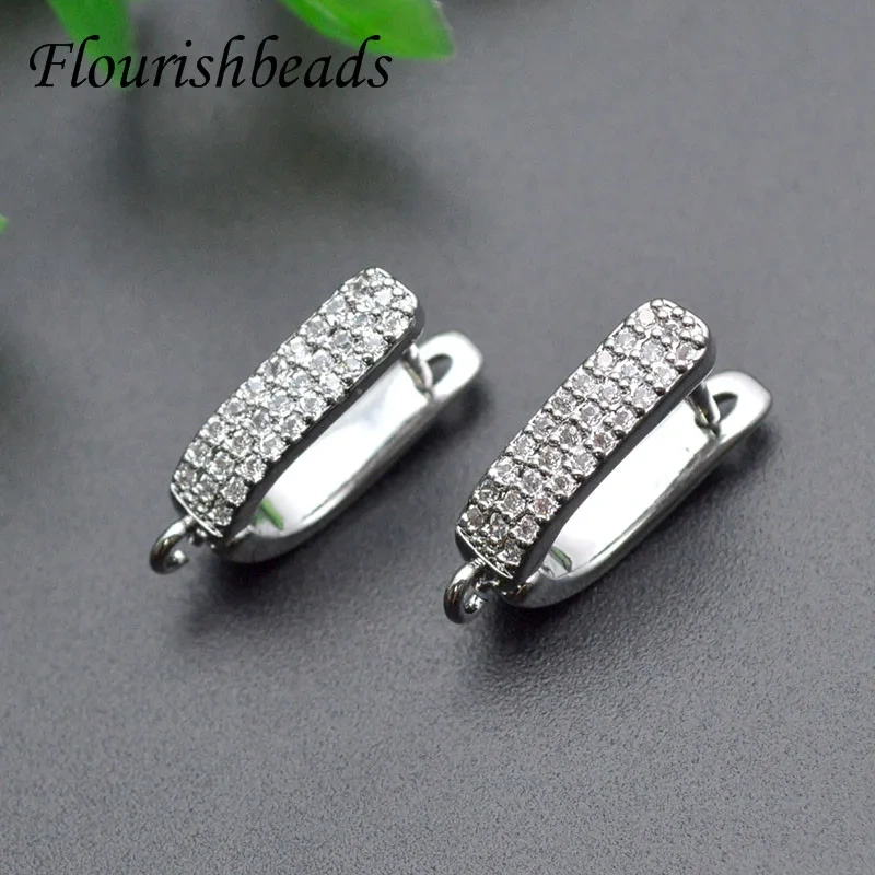 30pcs High Quality Multiple Rows Rhinestones Beads Paved Nickel Free Earring Hooks for DIY Jewelry Making Supplier
