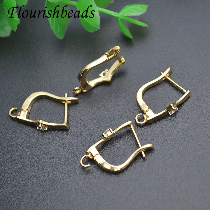 30pcs/lot DIY Earring Making Accessories Supplies Handmade Gold Color CZ Paved Shvenzy Earring Hook Clasp