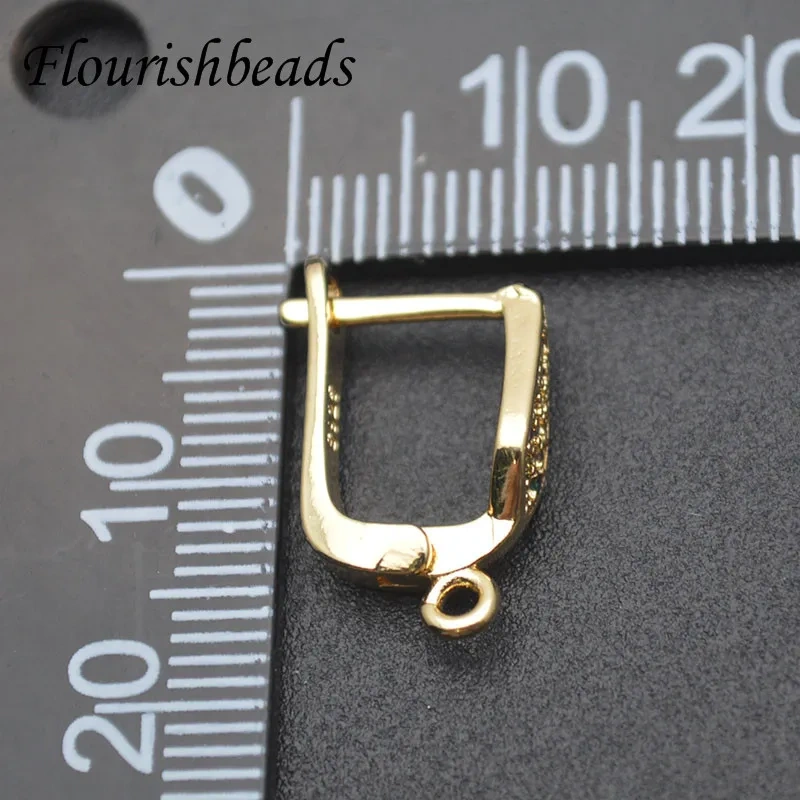 Quality Metal Brass Gold Plated Colorful CZ Beads Geometric Earring Hooks Women Handmade DIY Jewelry Accessories 30pcs/lot
