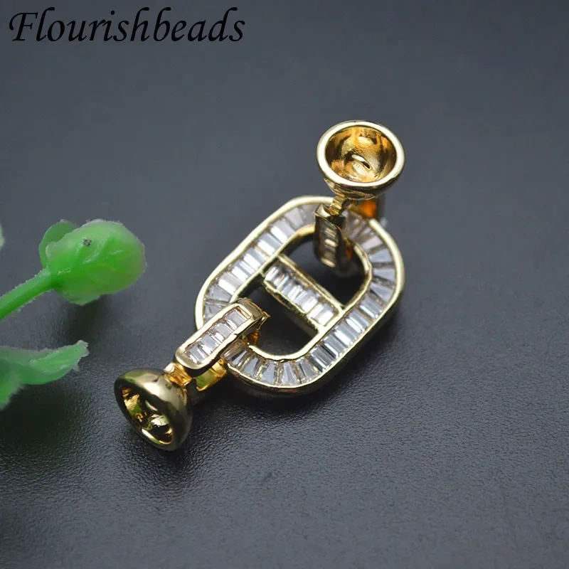 5pcs/lot 18K Gold Plated Fasteners Accessories Closure Lock Clasps Connector for DIY Pearl Necklace Jewelry Making