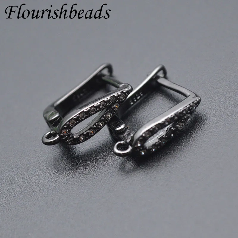 30pcs High Quality Nickle Free Gold Rhodium Color CZ Beads Paved Earring Hooks for Dangle Earrings Making Jewelry Findings