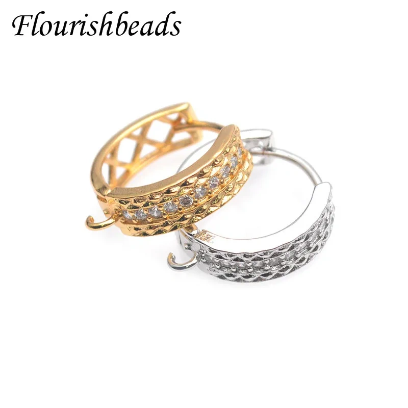 Jewelry Findings Gold Color Paved CZ Beads Shvenzy Round Earring Hooks Clasp DIY Jewelry Making Accessories 30pcs/lot