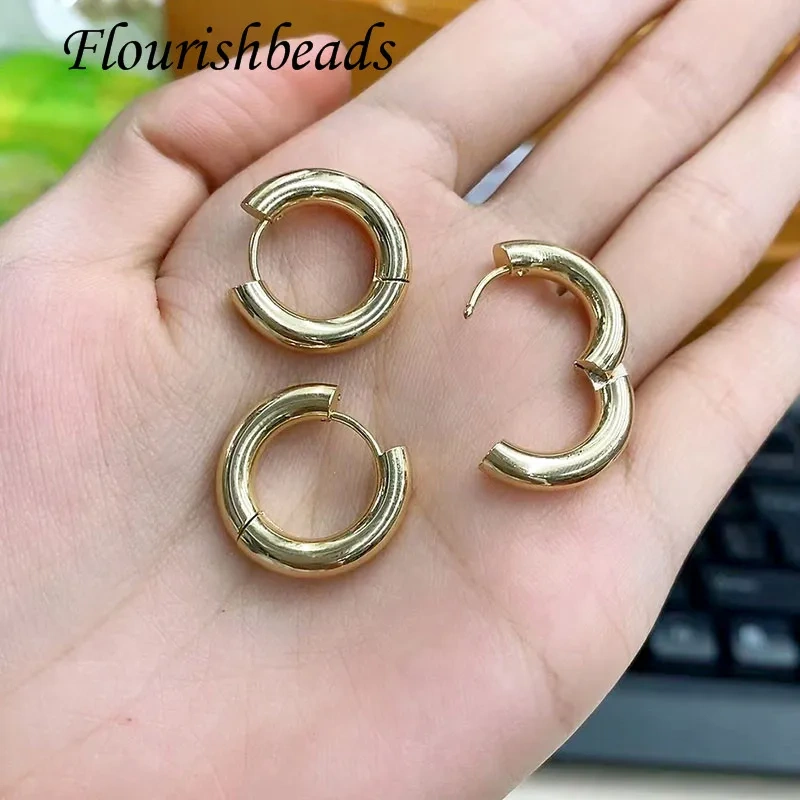 Luxury High Quality Stainless Steel Real Gold Plated Smooth 20mm Circle Earring Hoops for Fashion Girl Earrings Gift 20pcs/lot