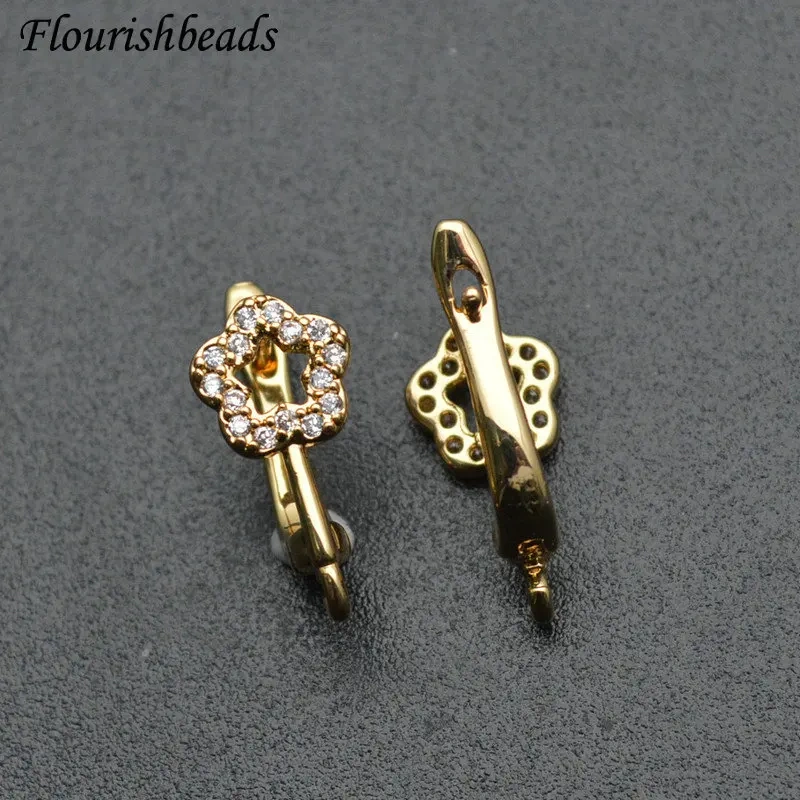 30pc Flower Shape Nickle Free Anti-Fading Gold Color Metal Brass Earring Hooks Jewelry Findings