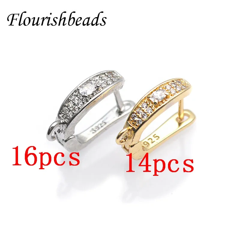 30pcs Multi-row Zircon CZ Beads Paved Real Gold Rhodium Plating Earring Hooks for DIY High Quality Jewelry Making Supplier