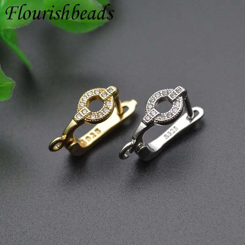 30pcs High Quality Metal Anti Rust  Real Gold  Rhodium Plating CZ Beads Paved Earring Hooks for DIY Jewelry Making