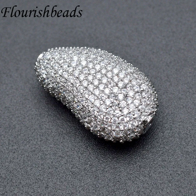 18x30mm High Quality Muti Color Paved Real CZ Zircon Irregular Metal Beads DIY Fashion Jewelry Findings 5pc/lot