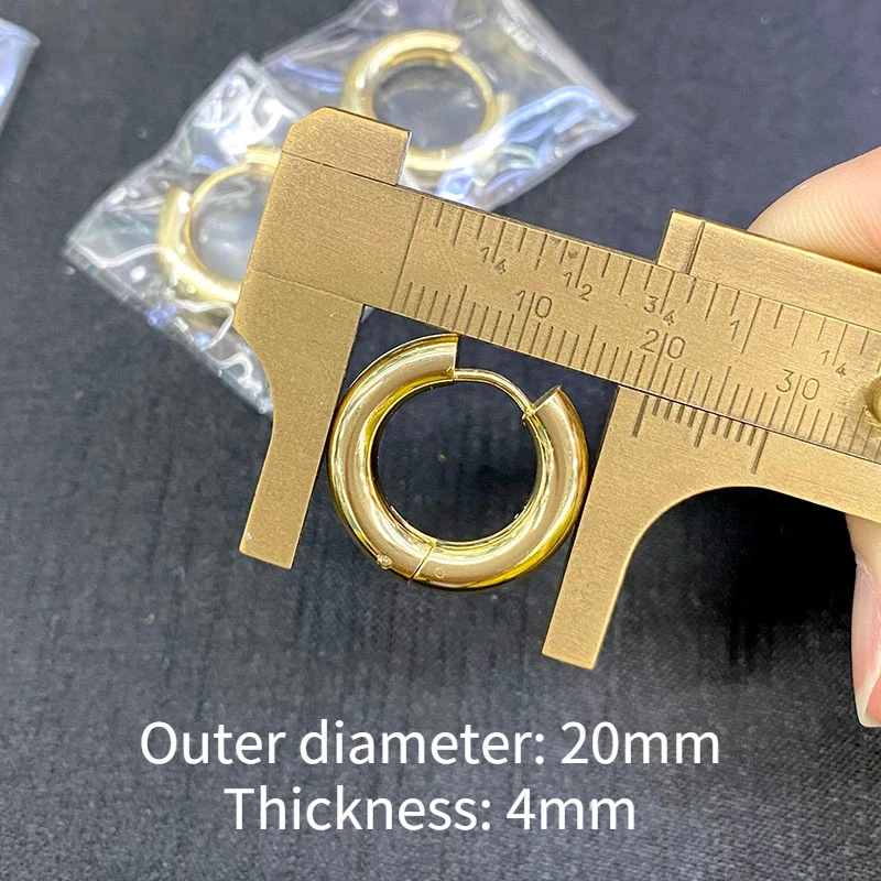 Luxury High Quality Stainless Steel Real Gold Plated Smooth 20mm Circle Earring Hoops for Fashion Girl Earrings Gift 20pcs/lot