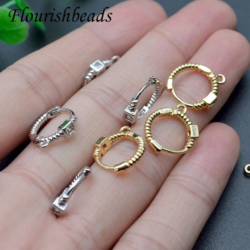 New Design Paved CZ Beads Round Shape Earring Hooks Gold Plated Jewelry Making Accessories Supplier 30pcs Per Order