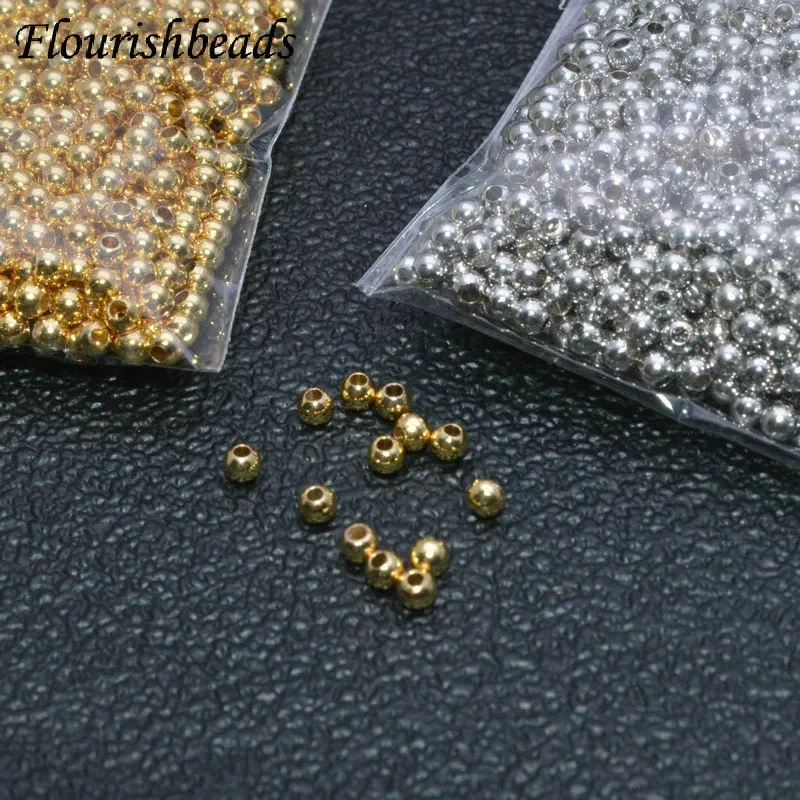 2000pcs/bag Real Gold Plating Metal Beads 2mm Round Beads for DIY Jewelry Making Components