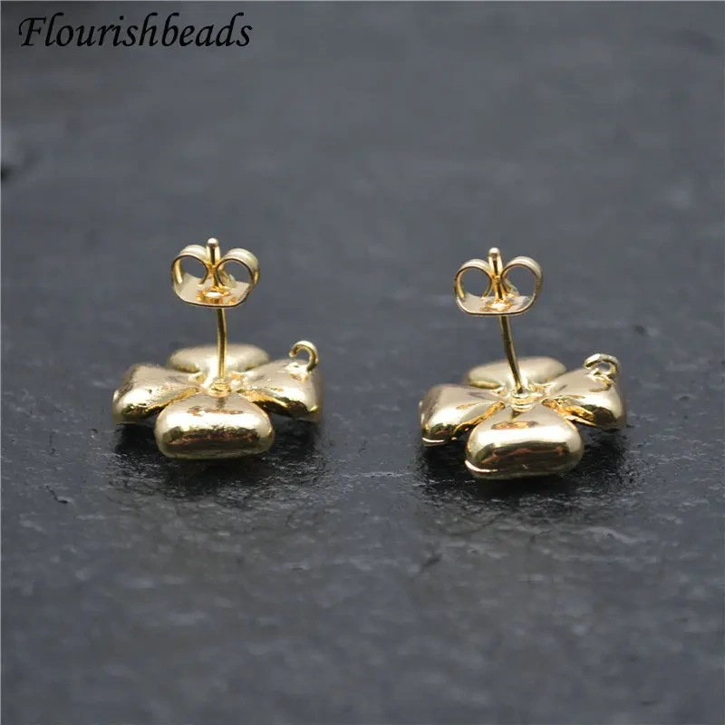 Good Quality Flower Shape Gold Color Anti-fade Metal Ear Stud Brass Chic Jewelry Findings Dangle Earrings DIY Stuff