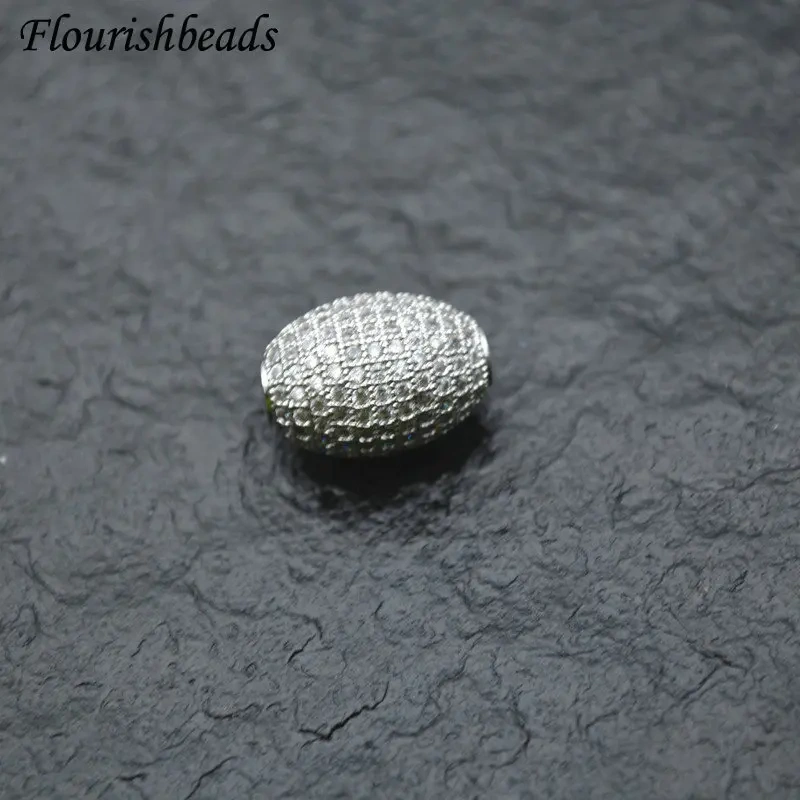 10x20mm  High Quality Muti Color Paved Real CZ Zircon Oval Tube Metal Beads DIY Fashion Jewelry Findings 5pc/lot