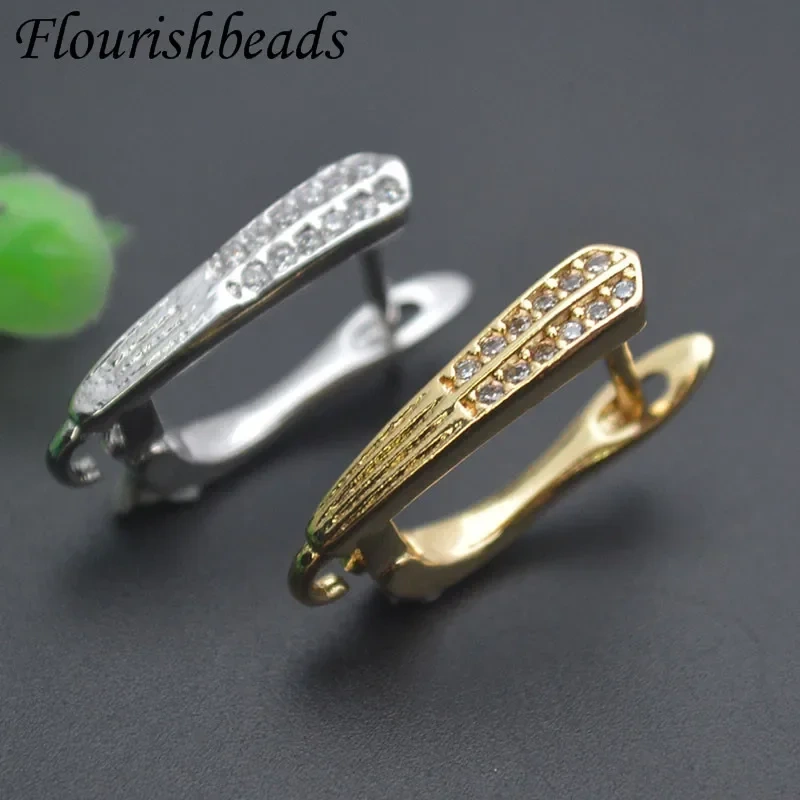 Good Quality Jewelry Schwenzy Findings Basic Bail Ear Wire Paved CZ Beads Earring Hooks Accessories for Women DIY Earrings