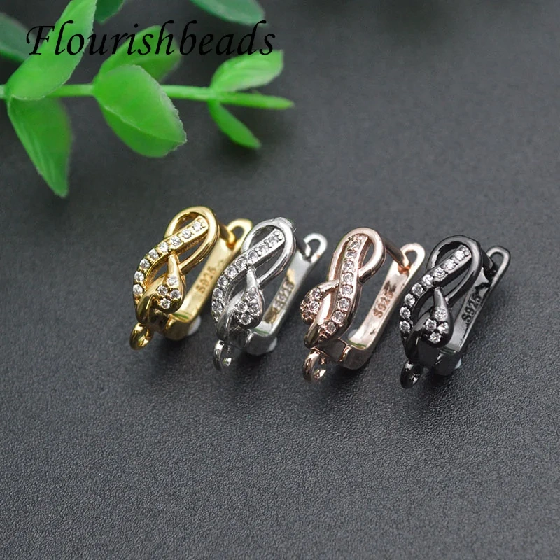 High Quality Zircon Fashion Design 8 Shape  Metal Earring Hook CZ Beads Paved for Jewelry Findings  Supplier 30pcs/lot