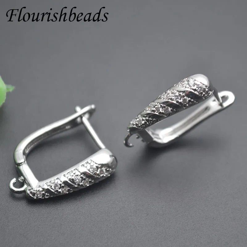 Jewelry Findings DIY Earrings Accessories Earwire Earring Hooks Paved CZ Beads Gold Color Schwenzy for Women Making 30pcs/lot