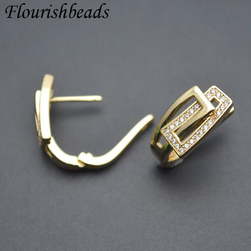 New Arrival Geometric Shape Paved Zirconia Schwenzy Findings Jewelry Making Supplies Earring Hooks 30pcs/lot